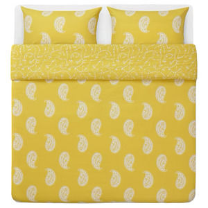 IKEA AROMATISK Duvet Cover And Pillowcases, Yellow, Full/Queen (305.692.79) NEW